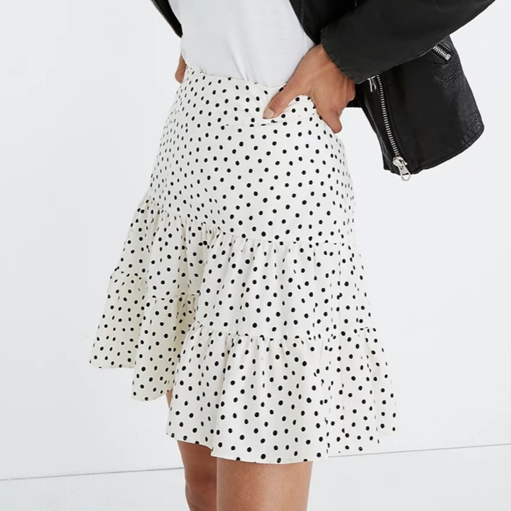 NWT Madewell Tiered Mini Skirt in Inkbrush Dots